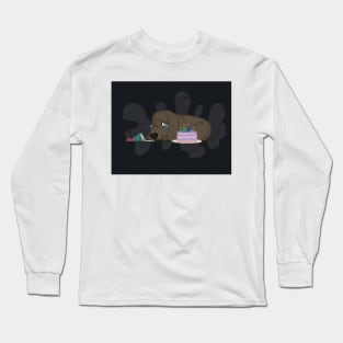 sad birthday 21st dog crying party trippy puppy Long Sleeve T-Shirt